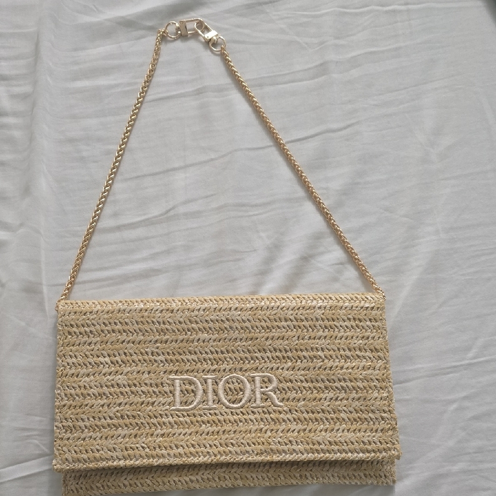 Dior Beige Woven Clutch Bag